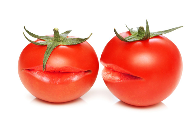 Deux tomates à la bouche
 - Photo, image
