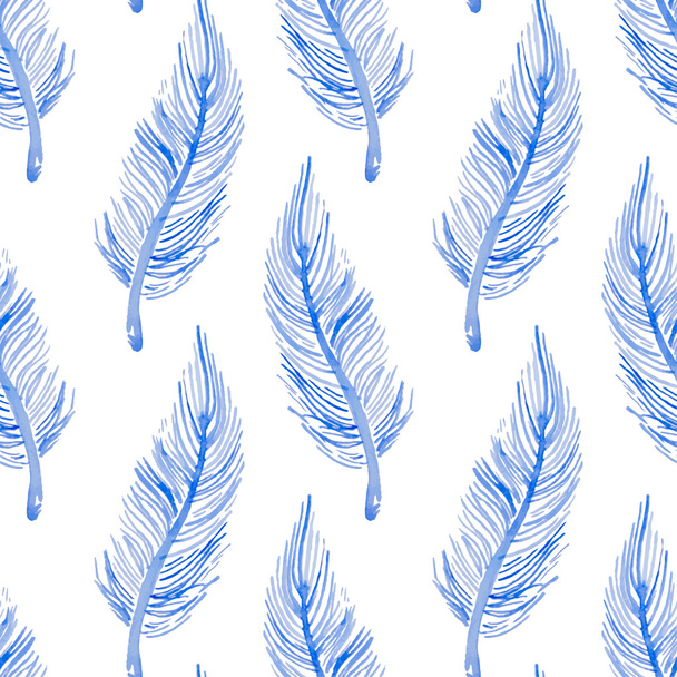 Watercolor feather pattern - Вектор,изображение