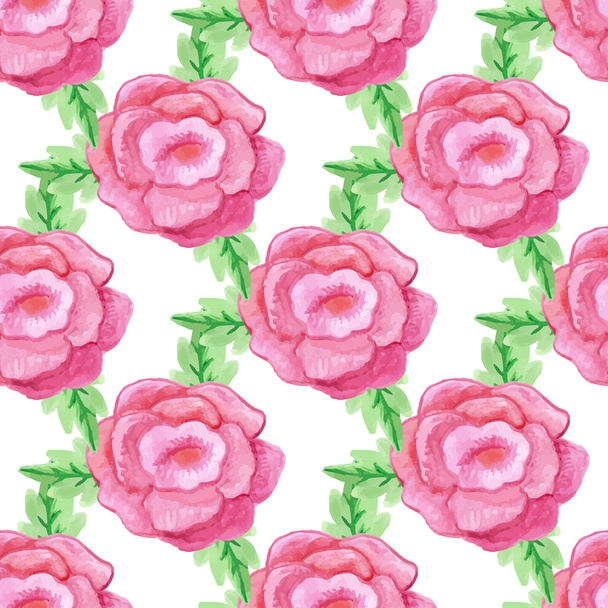 Watercolor handdrawn rose flowers vector seamless pattern. Invitation design - Vector, Image