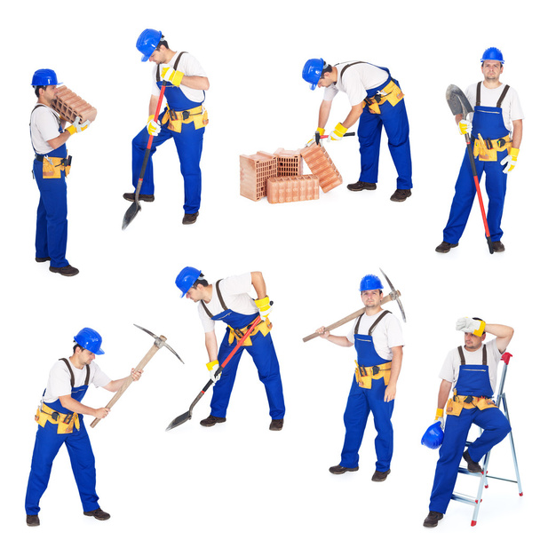 Bauarbeiter oder Arbeiter in verschiedenen Tätigkeiten - Foto, Bild