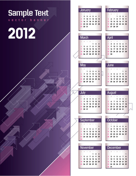 2012 Calendar. Vector Illustration. - Vector, imagen