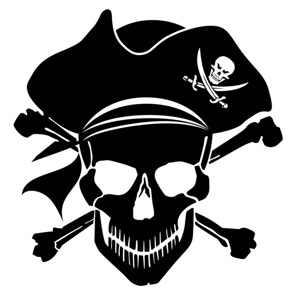 海賊頭蓋骨キャプテンの帽子と骨十字 - 写真・画像