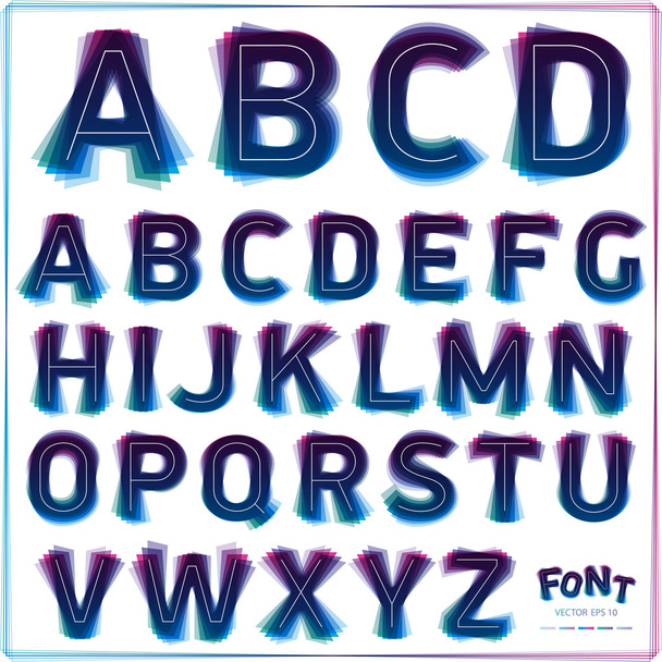 Blur design type font with rotation letters. Vector illustration. - Vector, Image