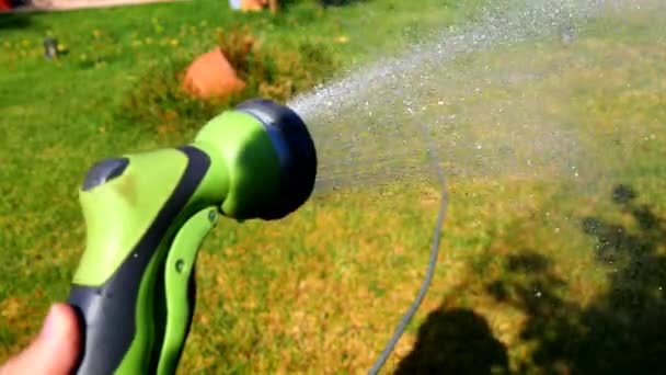 Gartenbewässerung mit Schlauch (4k)) - Filmmaterial, Video