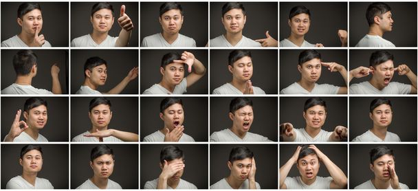 Collage de diferentes expresiones faciales
 - Foto, Imagen