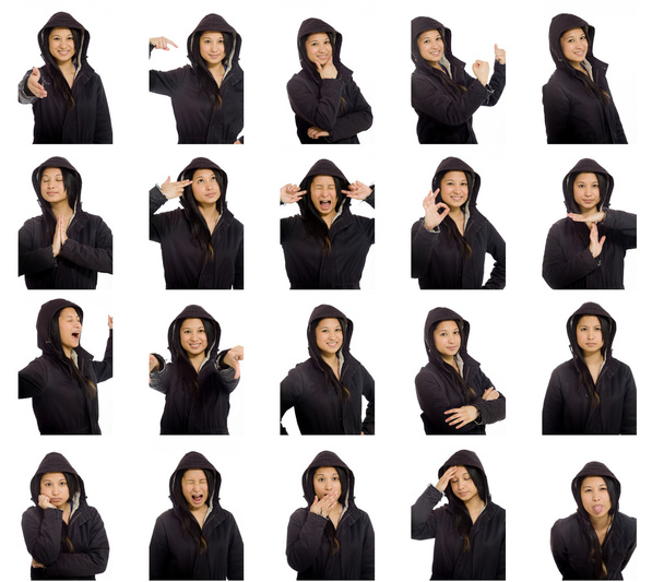 Collage de diferentes expresiones faciales
 - Foto, imagen