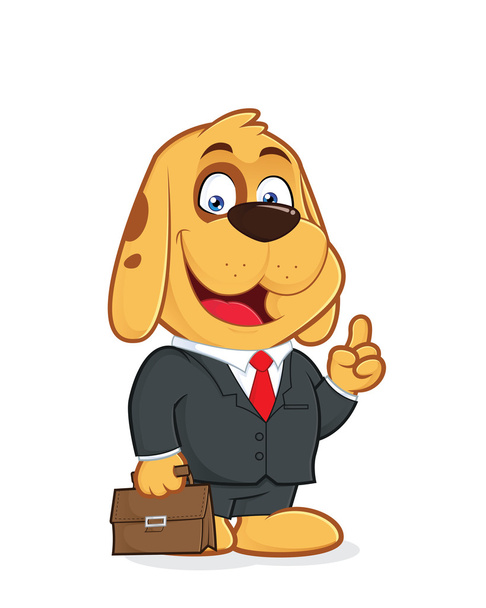 Dog in a suit holding briefcase - Vector, Image