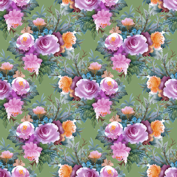 summer Colorful roses pattern - Foto, Imagem