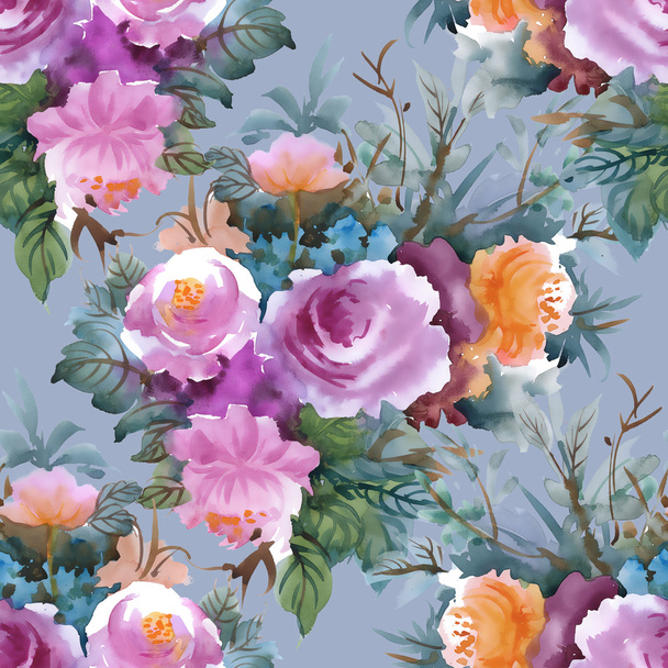 summer Colorful roses pattern - Foto, imagen