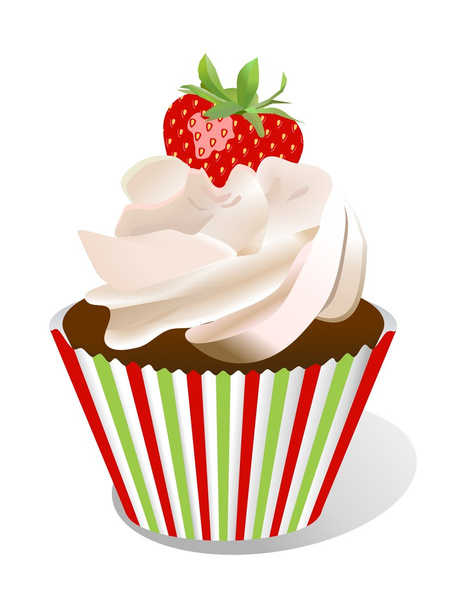 Vector cupcake with strawberry - Vector, Image