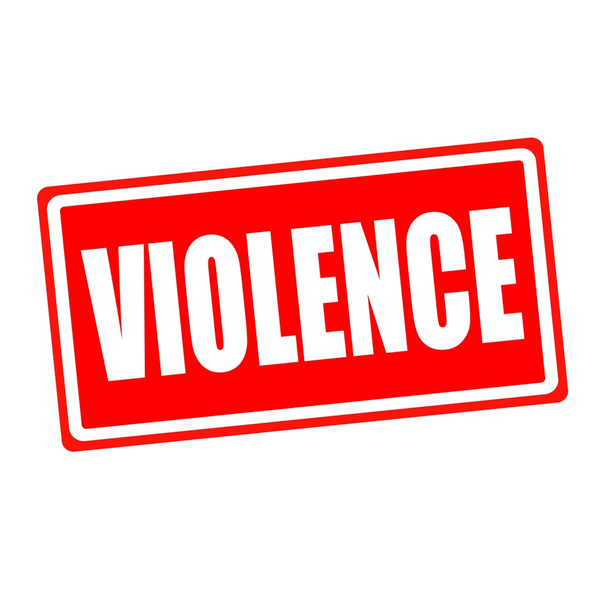 Violencia texto de sello blanco en fondo rojo
 - Foto, Imagen