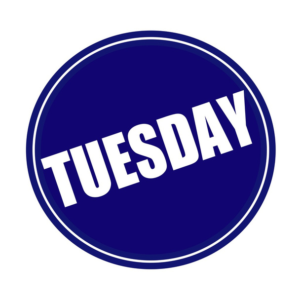 Tuesday white stamp text on blue - Photo, Image