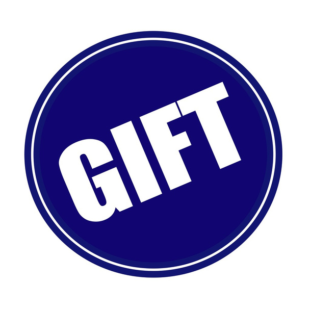 Gift white stamp text on blue - Photo, Image