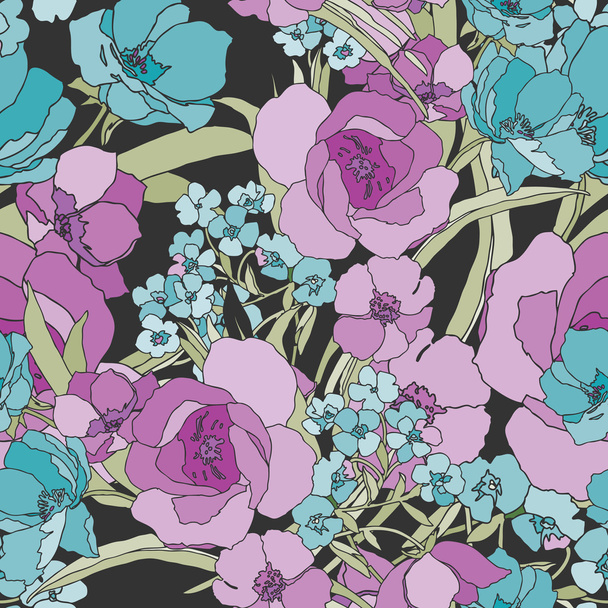 Seamless pattern with flowers roses - Vetor, Imagem