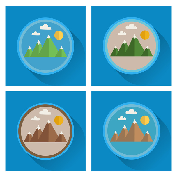 Set of mountain flat icons. - Vektor, Bild
