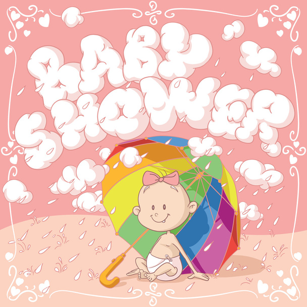 Baby Shower Vector Cartoon Invitation - Vector, Image