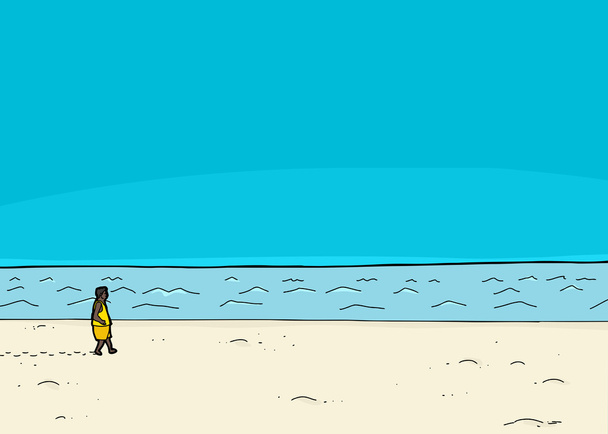 Jednego mężczyznę idącego wzdłuż nabrzeża - Wektor, obraz