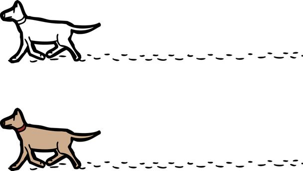 Perro paseante con huellas
 - Vector, imagen