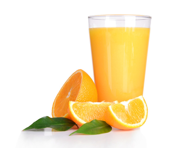 Glass of orange juice isolated on white - 写真・画像