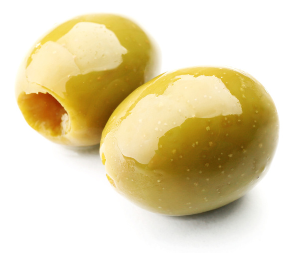 Green olives isolated on white - Φωτογραφία, εικόνα