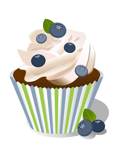 vector cupcake met bosbessen - Vector, afbeelding