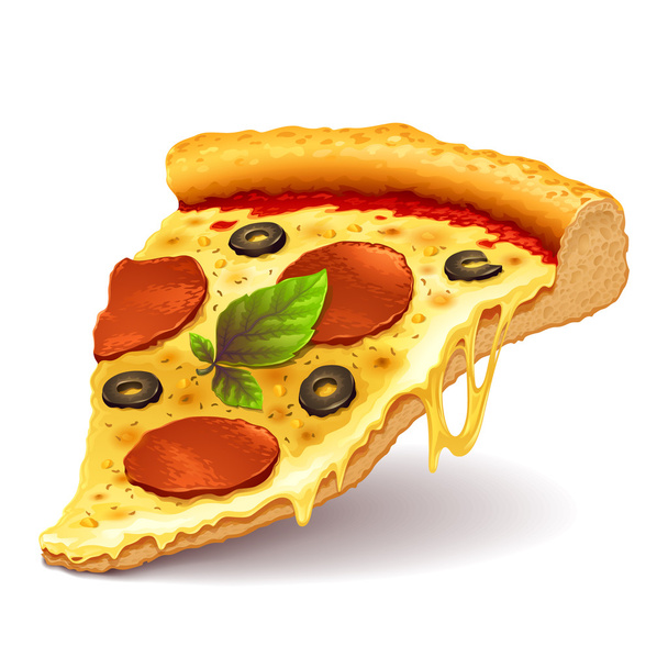 Cheesy pizza slice - Vektor, obrázek
