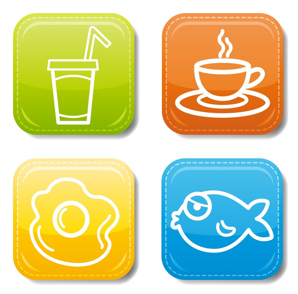 Food icon color set - Vetor, Imagem