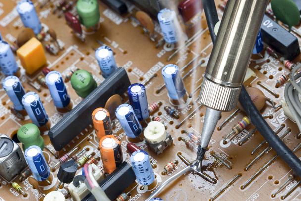 Soldering iron and repair electronic circuits - Photo, Image