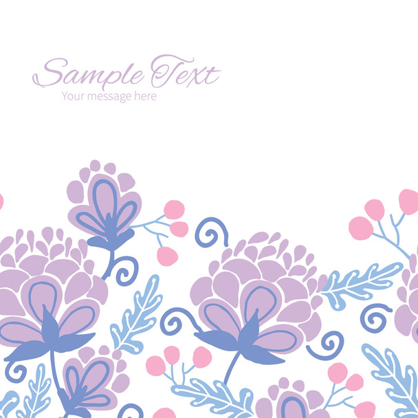 Vector soft purple flowers horizontal frame seamless pattern background - Vektor, Bild
