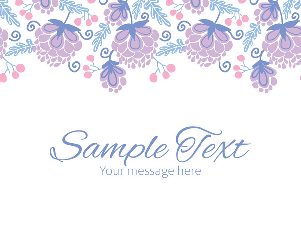 Vector soft purple flowers horizontal border greeting card invitation template - Vektor, kép