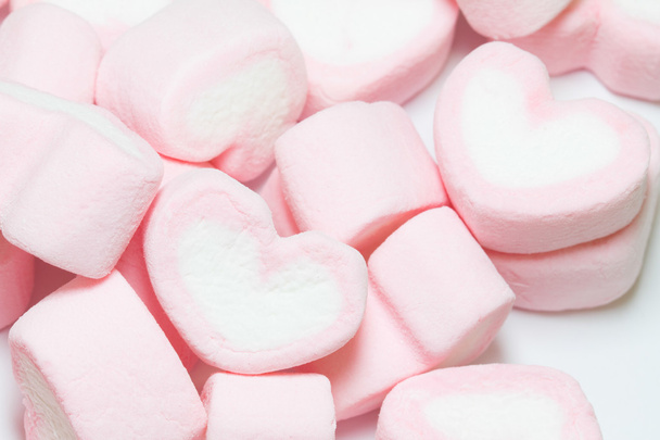 pink Marshmallows of heart shape - Photo, Image