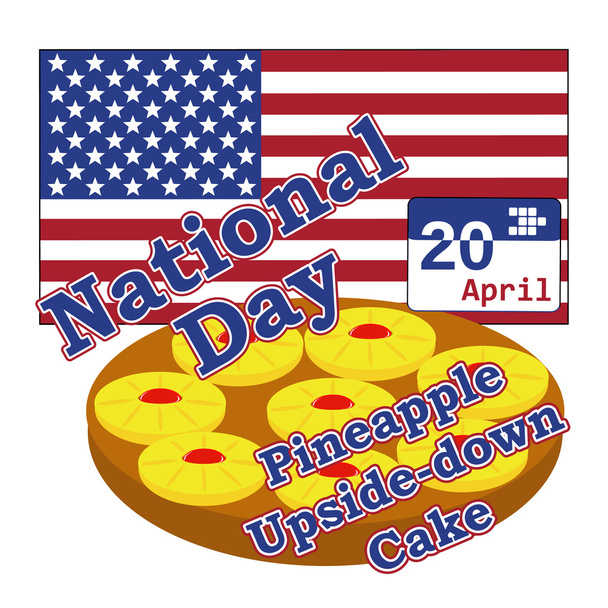 вектор для национального ананаса Перевернутый торт день в США 20 апреля
 - Вектор,изображение