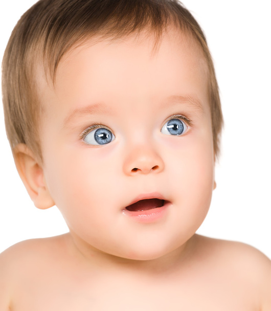 Le bébé aux yeux bleus, gros plan
. - Photo, image