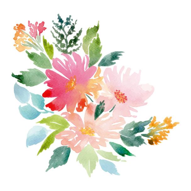 Watercolor greeting card flowers. - Vector, afbeelding