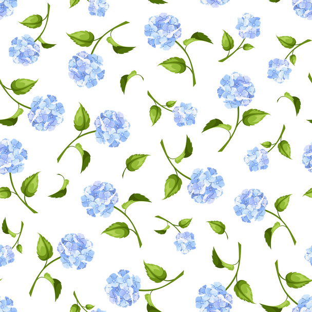 Seamless pattern with blue hydrangea flowers. Vector illustration. - Vecteur, image