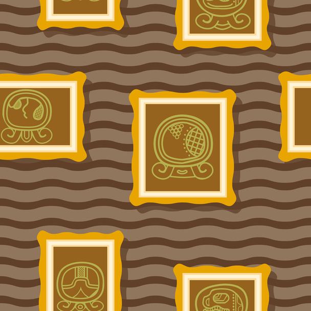 Бесшовный фон с календарем майя с именами дней и связанных с ними глифов
 - Вектор,изображение