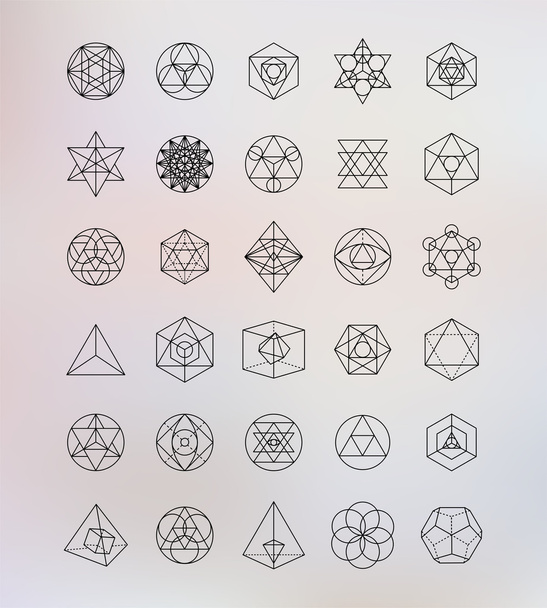 Geometria sagrada. Alquimia, religião, filosofia, espiritualidade, símbolos e elementos hipster
 - Vetor, Imagem