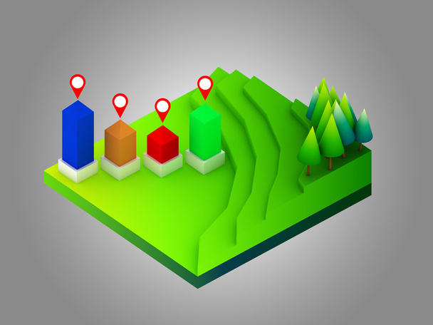 landscape concept isometric infographic,showing data analytics - Photo, Image