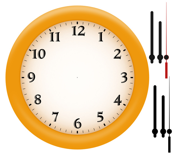 jednoduché hodiny s žlutým plastovým rámem - Fotografie, Obrázek