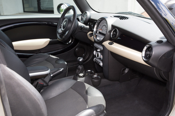 Modern car interior - Leather car seats. Interior detail. - Photo, Image