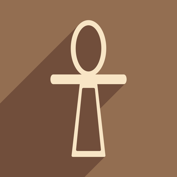 Plochá s ikonou stín a mobilní aplikace Starověký Egypt ankh - Vektor, obrázek