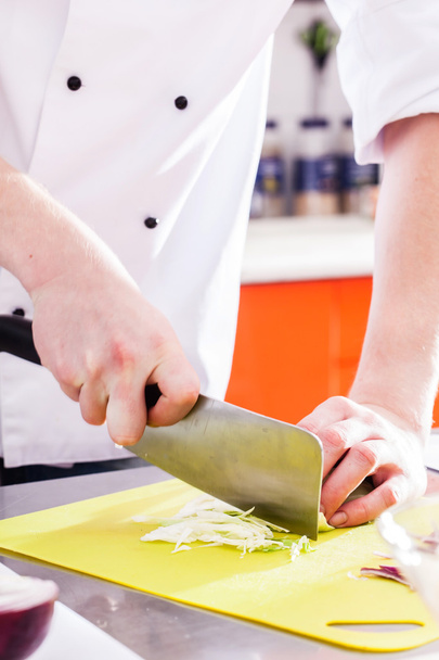 Chef at work in restaurant kitchen - Фото, зображення