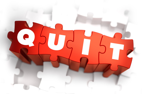 Quit - White Word on Red Puzzles. - Photo, Image