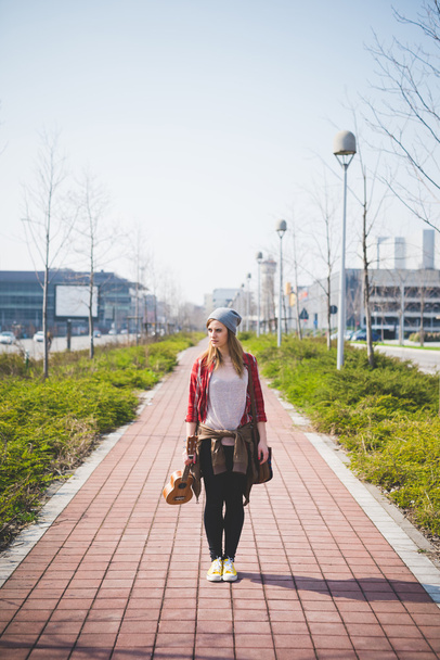 Young hipster girl in city - Photo, Image