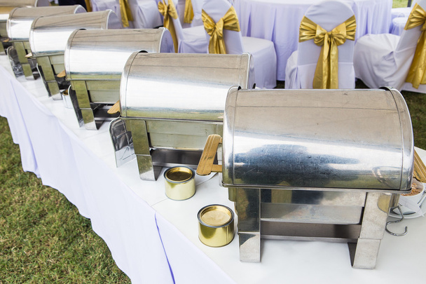Many buffet heated trays ready for service. - Photo, Image