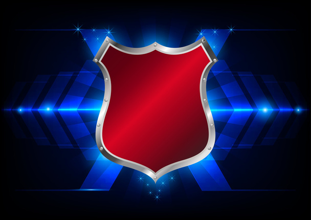 abstract shield on blue technology background - Vector, Image