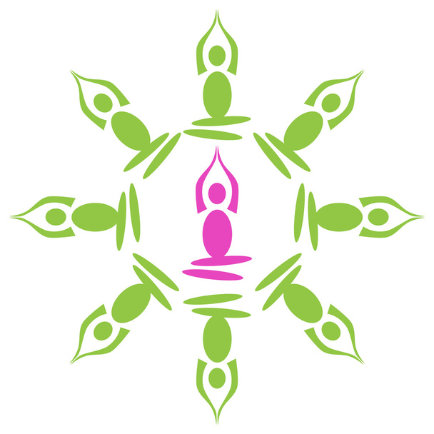 Yoga dairesel yeşil pembe teşkil etmektedir. - Fotoğraf, Görsel