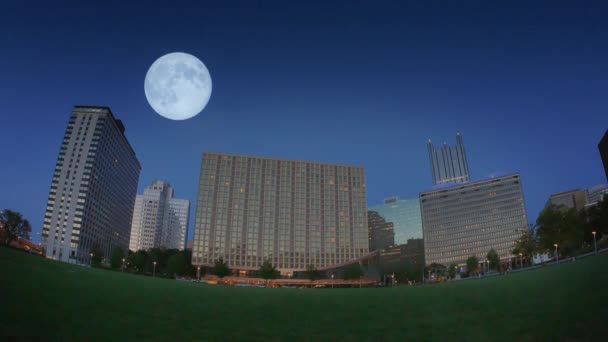 4k este a Pittsburgh Skyline létrehozó lövés - Felvétel, videó