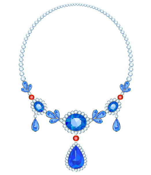 Blue necklace - Vector, Image
