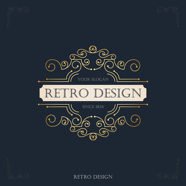  Art deco vintage design of retro flourishes frames.  - Вектор, зображення